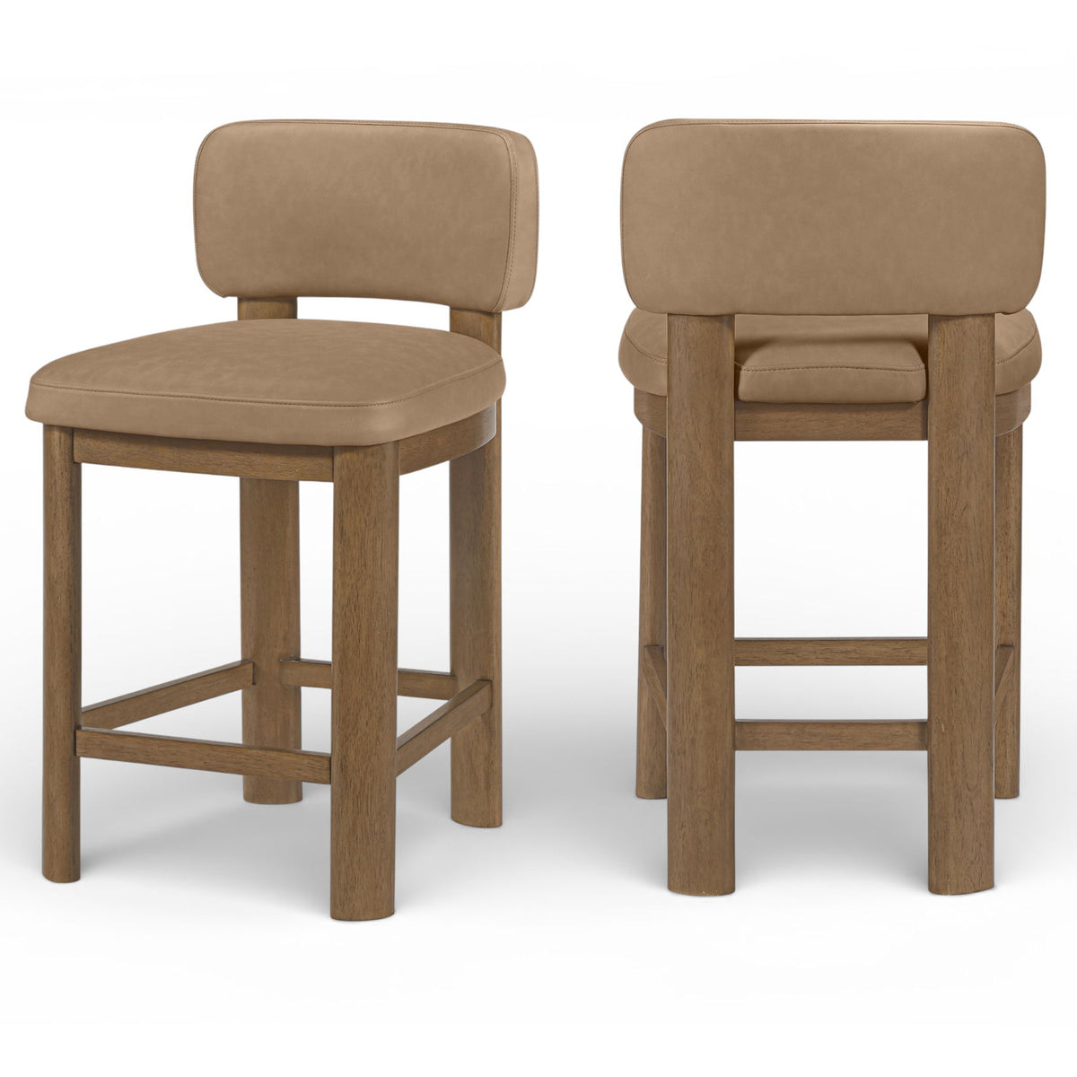 Paloma - Faux Leather Upholstered Counter Stool (Set of 2) - Brown Frame