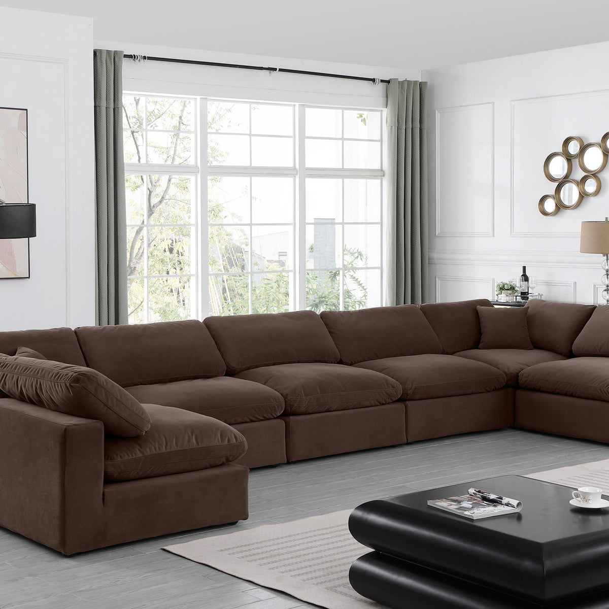 Comfy - 7 Piece Velvet Modular Armless Sectional