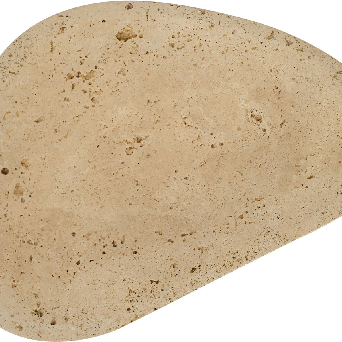 Beige travertine bowl with speckled stone surface, oval design