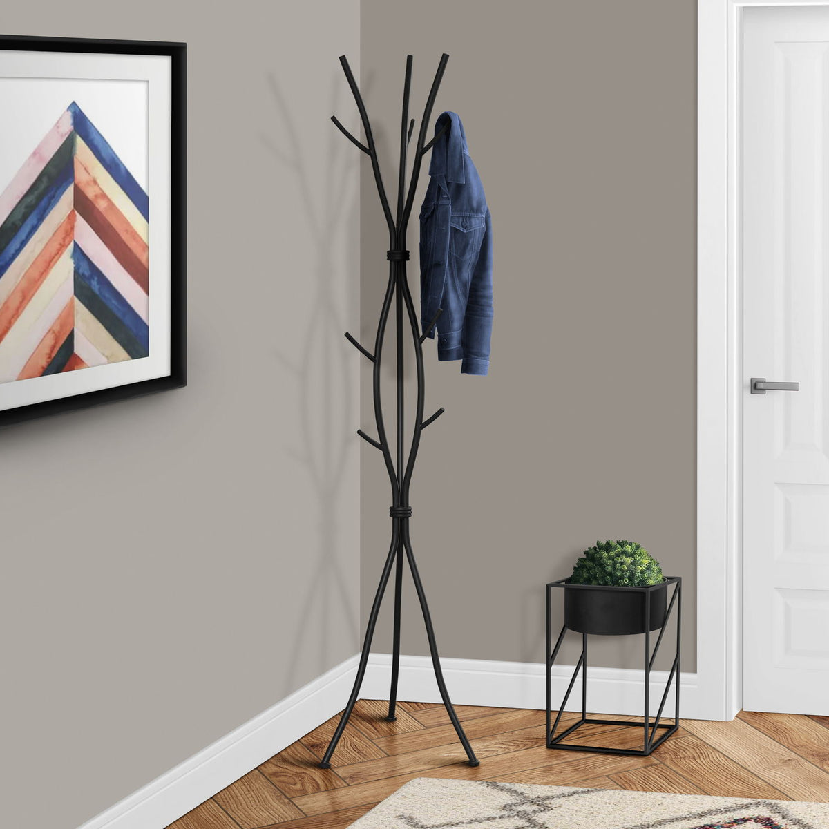 Coat Rack, Hall Tree, Free Standing, 11 Hooks, Entryway, Contemporary & Modern
