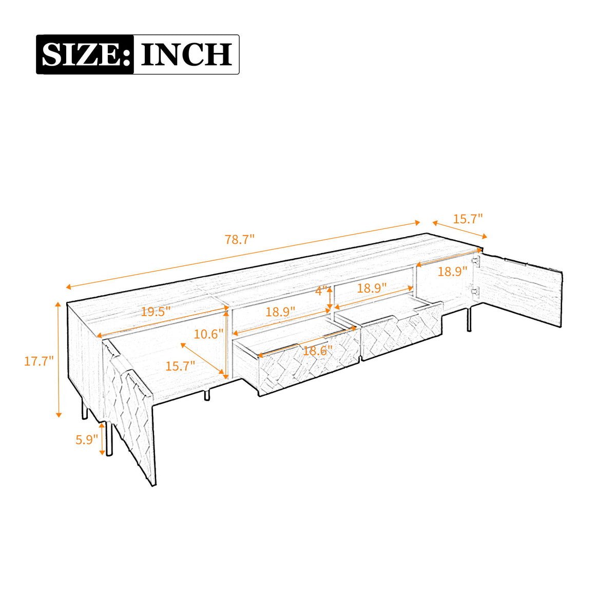 TV Stand For TVs Up To 85" With Closed Storage, Soft Closing Hinges, Living Room Entertainment Center - Walnut