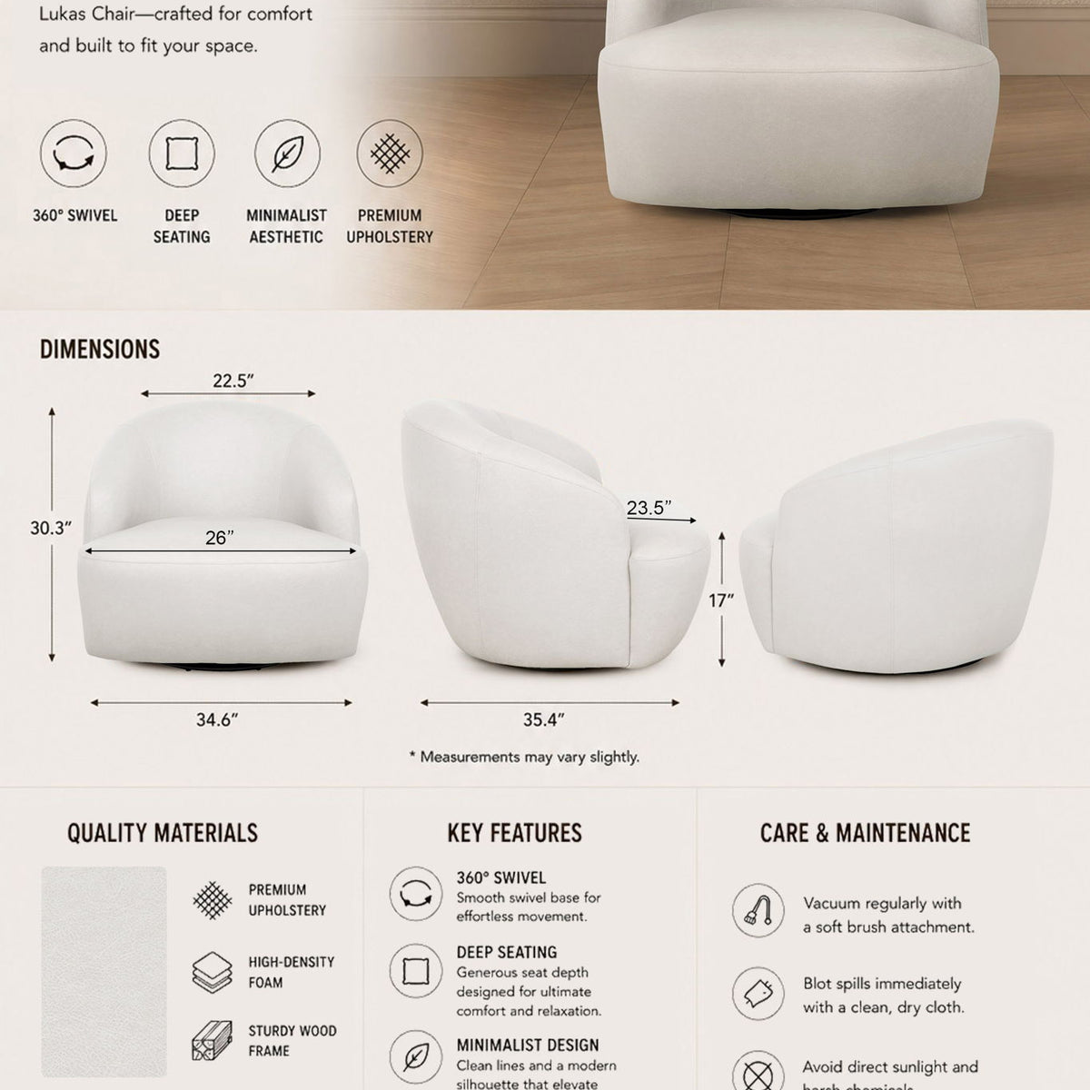 Manhattan Lukas - Upholstered Swivel Accent Chair