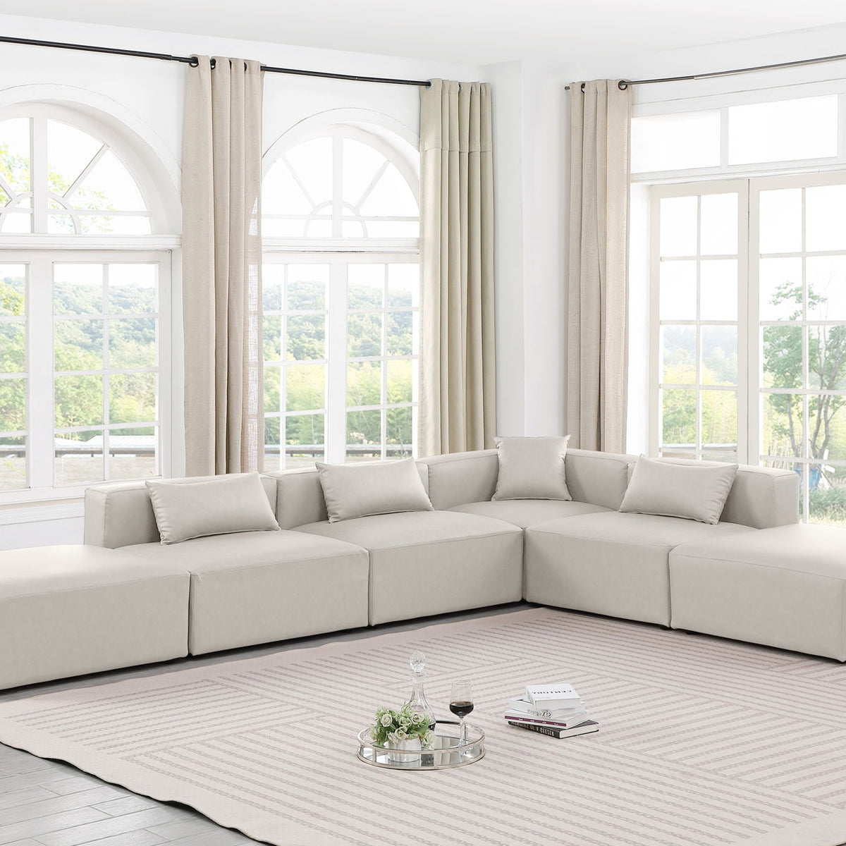 Cube - 6 Piece Modular Corner Armless Sectional