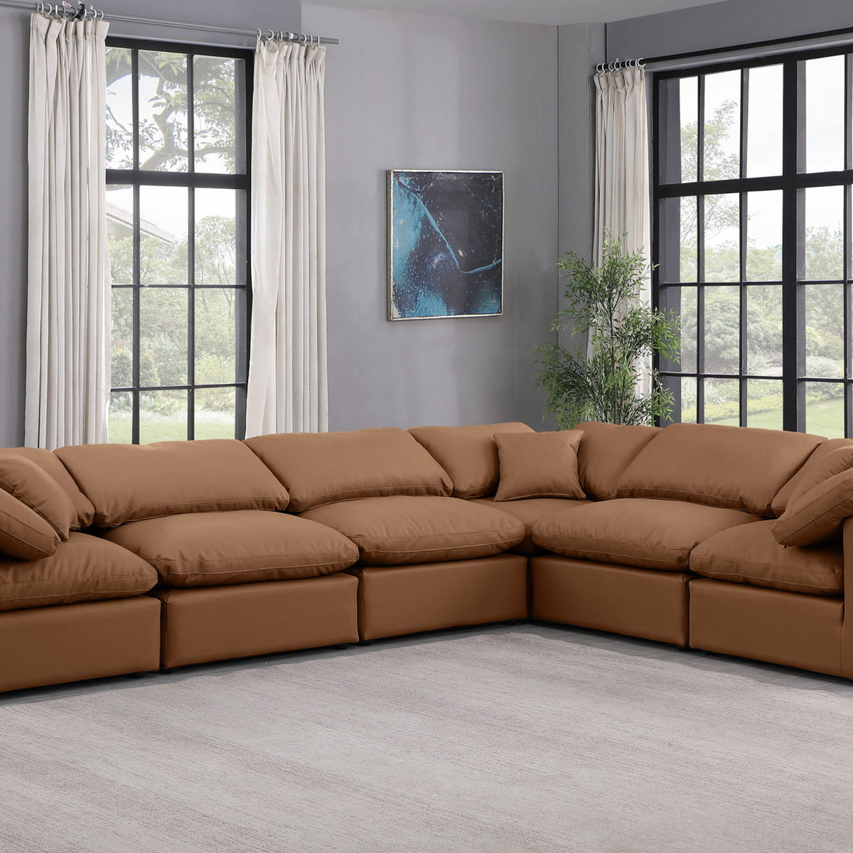Indulge - Faux Leather 6 Piece Modular Corner Sectional