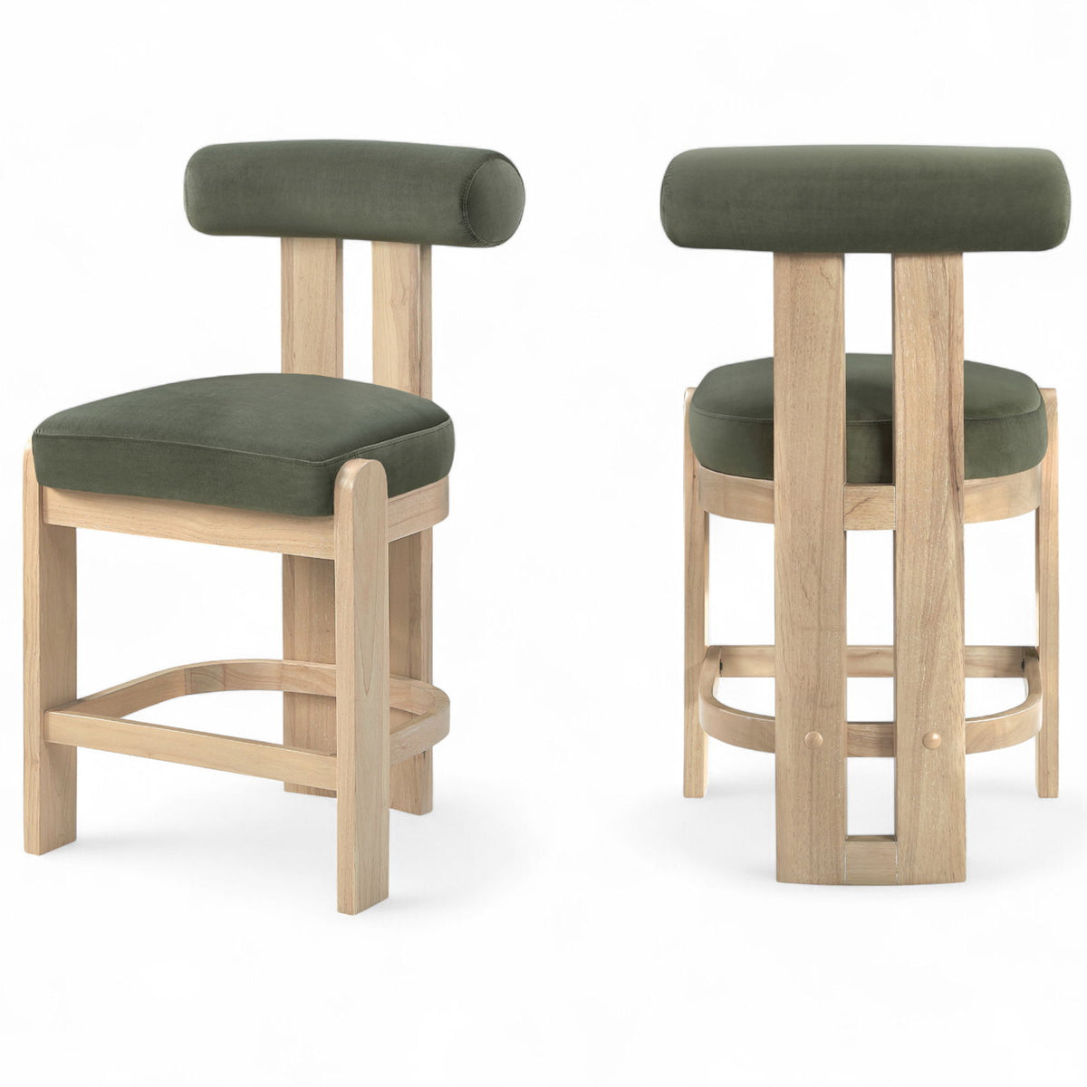 Arienzo - Velvet Performance Fabric Upholstered Counter Stool (Set of 2)