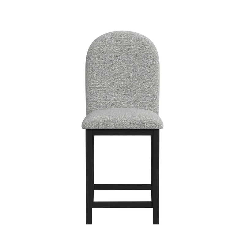 Portland - Round Back Barstool With Fabric (Set of 2) - Gray / Black