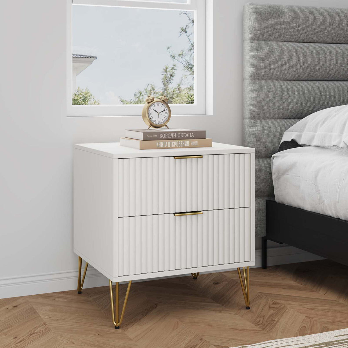 Manhattan Dumbo - Fluted 2-Drawer Nightstand