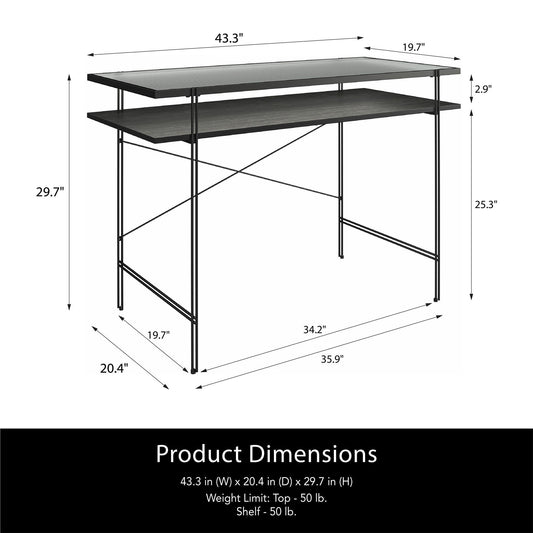 Vance - Computer Desk With Fluted Glass Desktop - Black