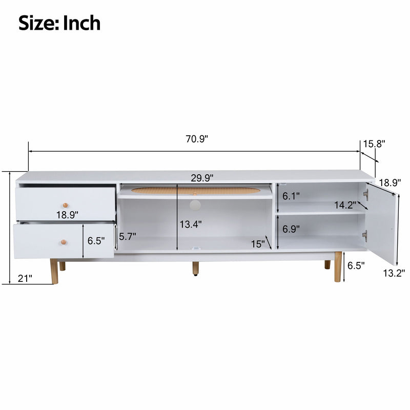 70" TV Stand With Drawers - White