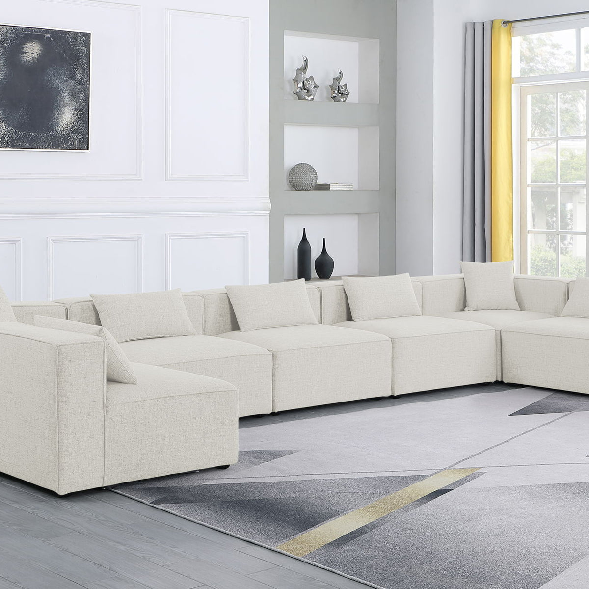 Cube - Linen 7 Piece Modular U-Shaped Sectional