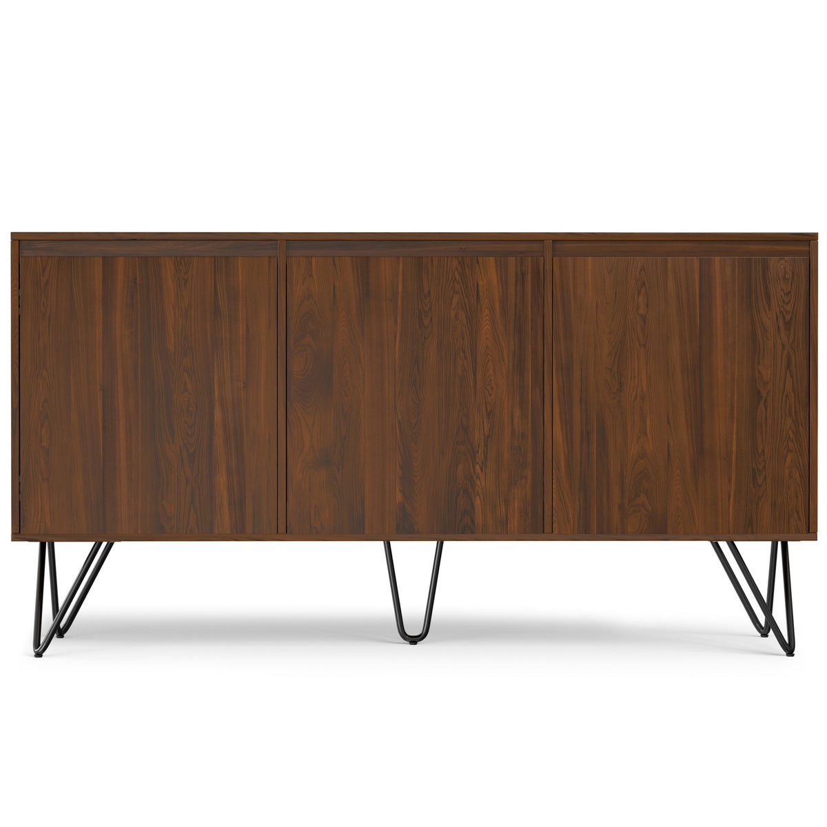 Hunter walnut 3-door sideboard buffet on black metal legs
