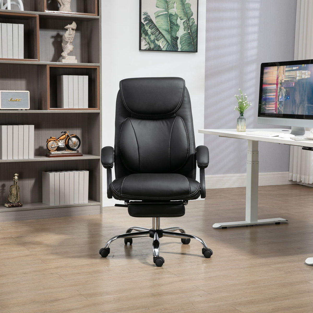 Big And Tall Office Chair, High Back Ergonomic Office Chair With Footrest, Executive Office Chair For Back Pain Relief - Black
