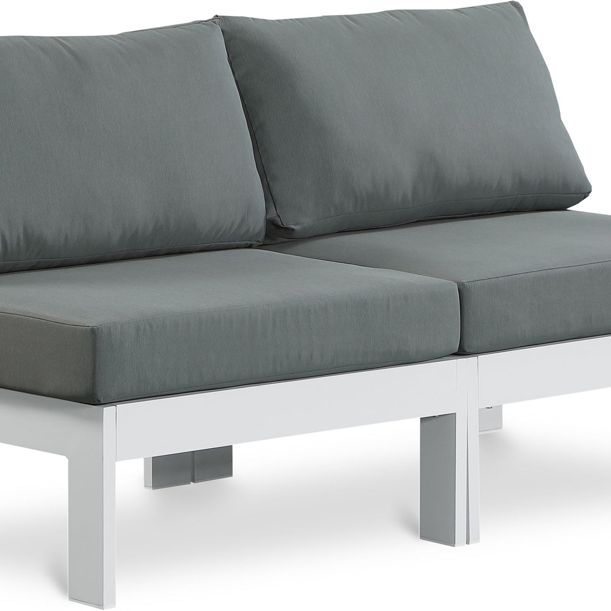 Nizuc - Outdoor Patio 2 Seat Armless Modular Sofa With White Frame