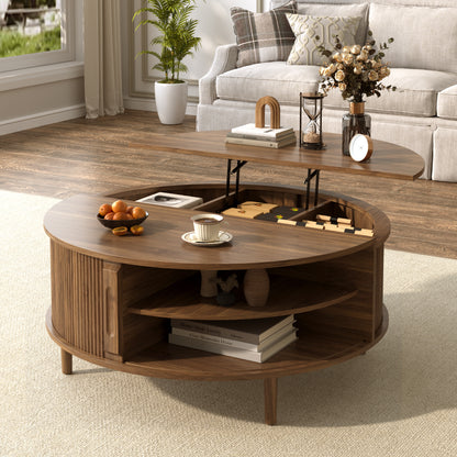 Lift-Top Coffee Table with Hidden Storage Brown