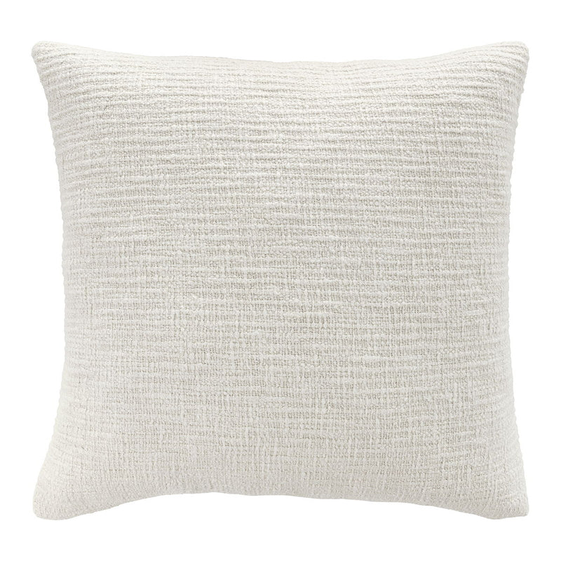 Ivory textured woven accent pillow with straight edges