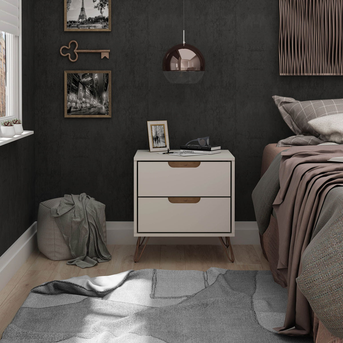 Manhattan Rockefeller - 2-Drawer Wooden Nightstand