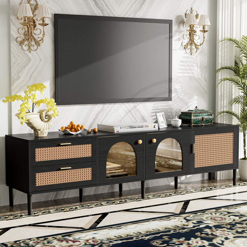 TV Stand With App-Controlled LED Lights, 2 Drawers & Door Storage