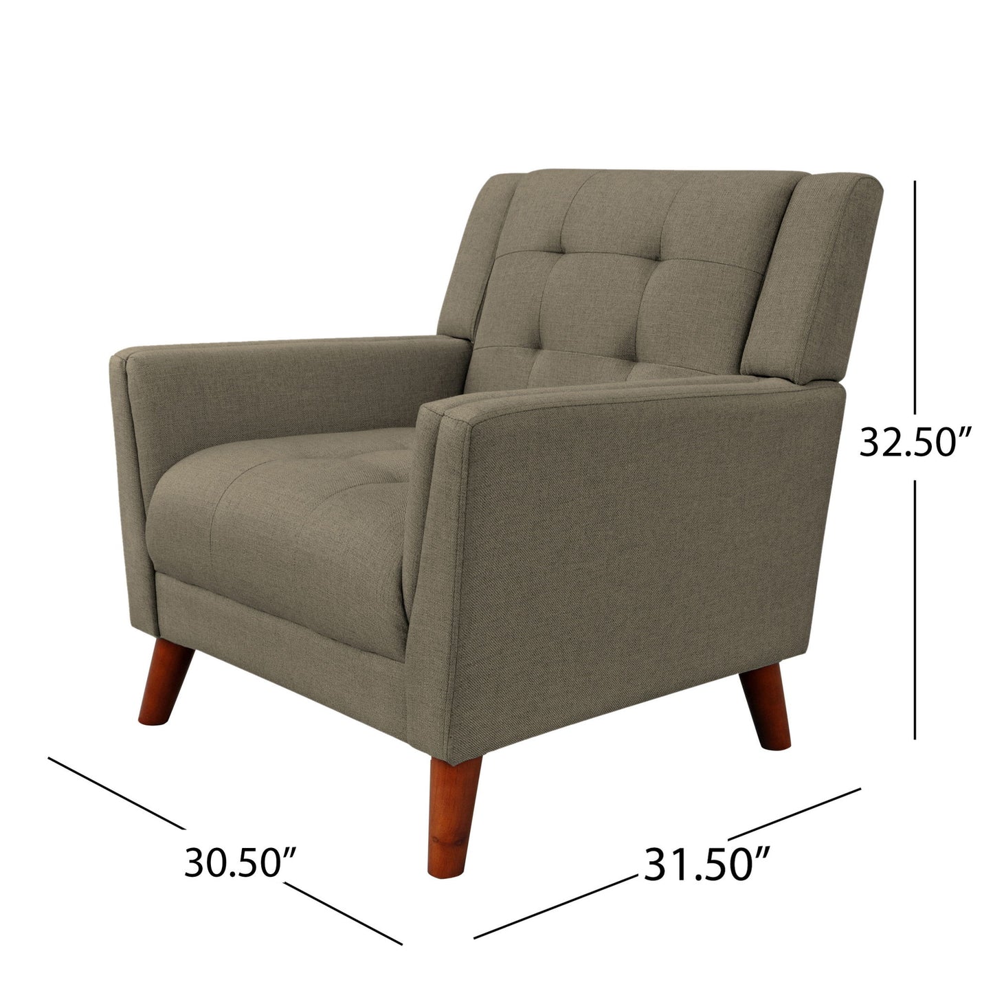 Upholstered Armchair With Button Tufting And Tapered Legs - Mocha