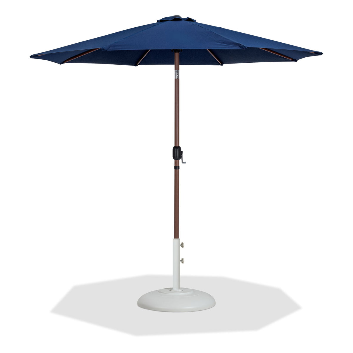 Fiji - Aluminum Patio Umbrella With Round White And Teak Base