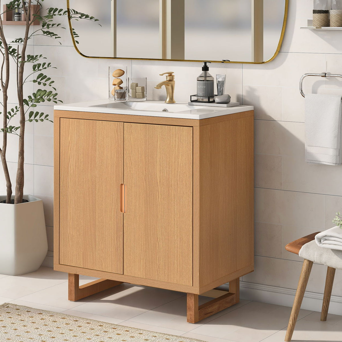 Bathroom Vanity Set With Sink, Combo Cabinet, Bathroom Storage Cabinet, Solid Wood Frame