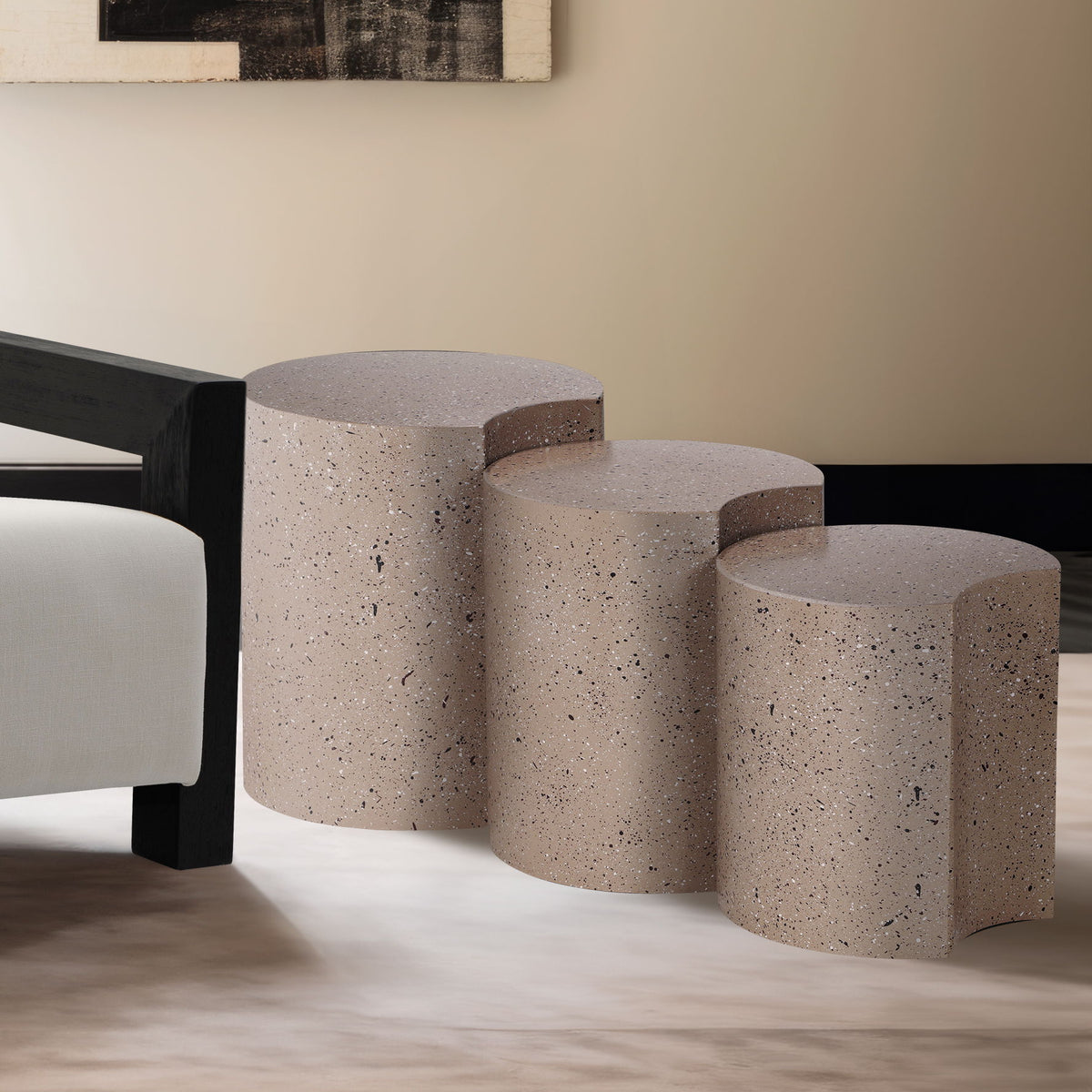 Dimple - 3 Piece Modular End Table - Terazzo Finish