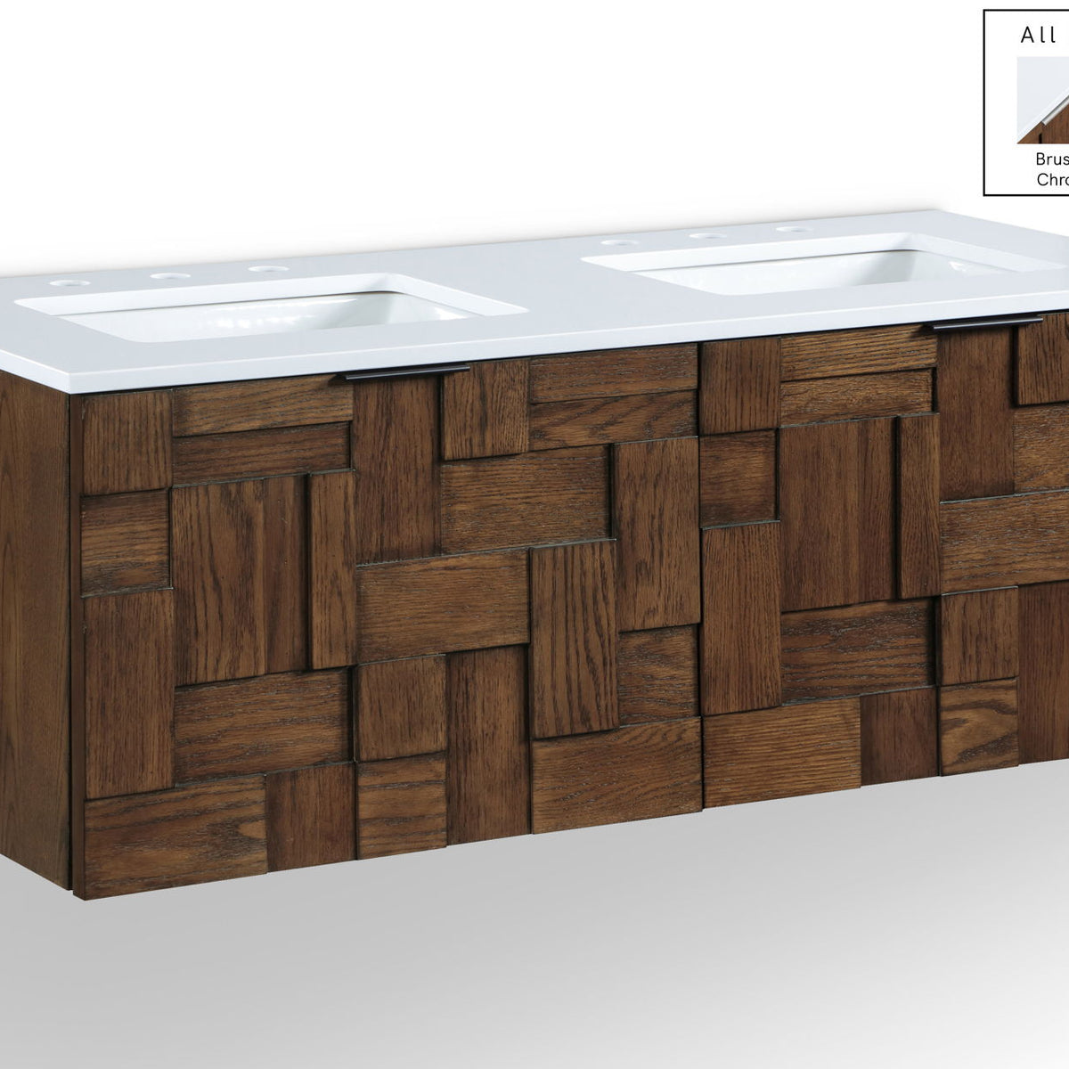 Leonardo - Engineered Stone And Solid Wood 24" Wall Mounted Bathroom Vanity