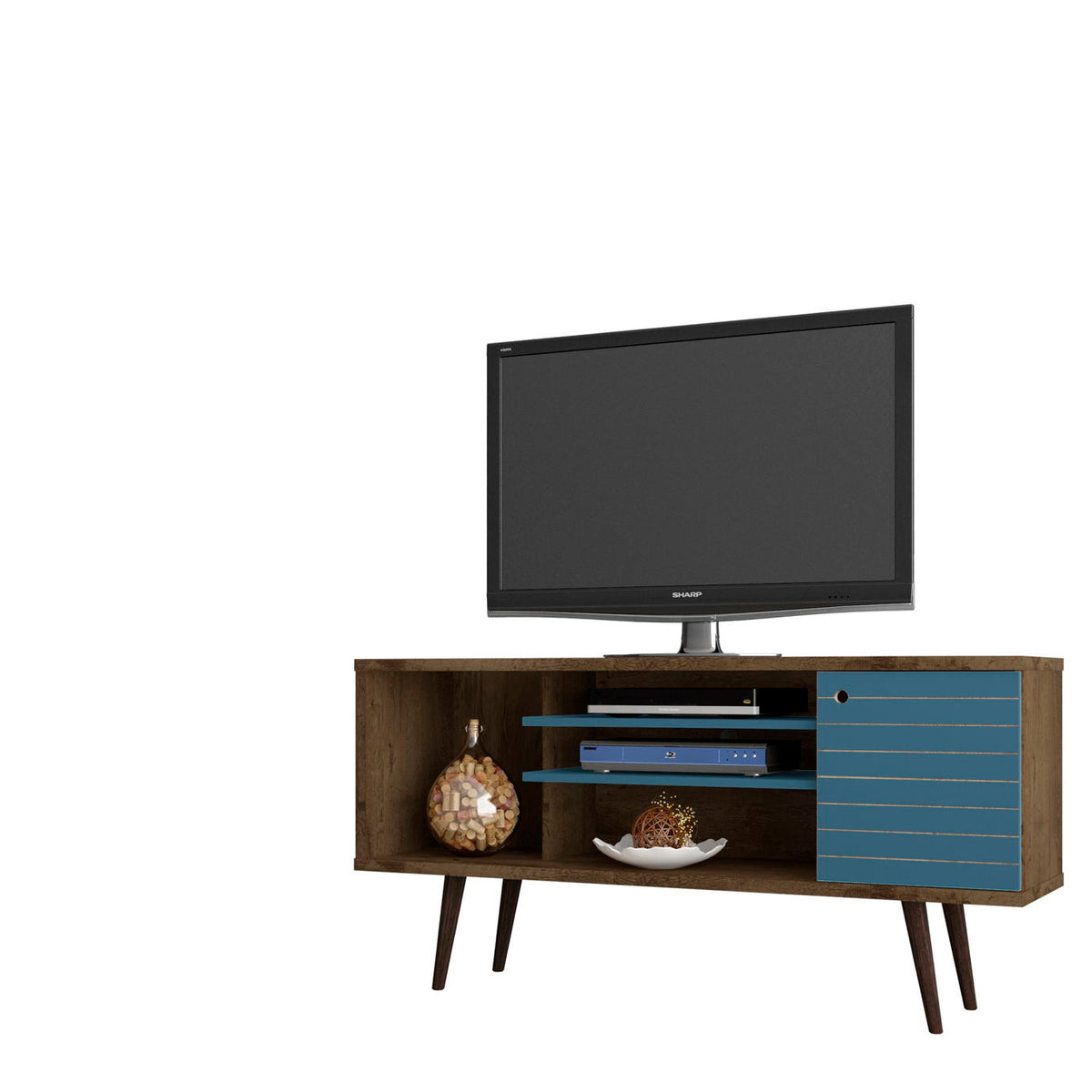Manhattan Liberty - 53" TV Stand With Rustic Brown Frame