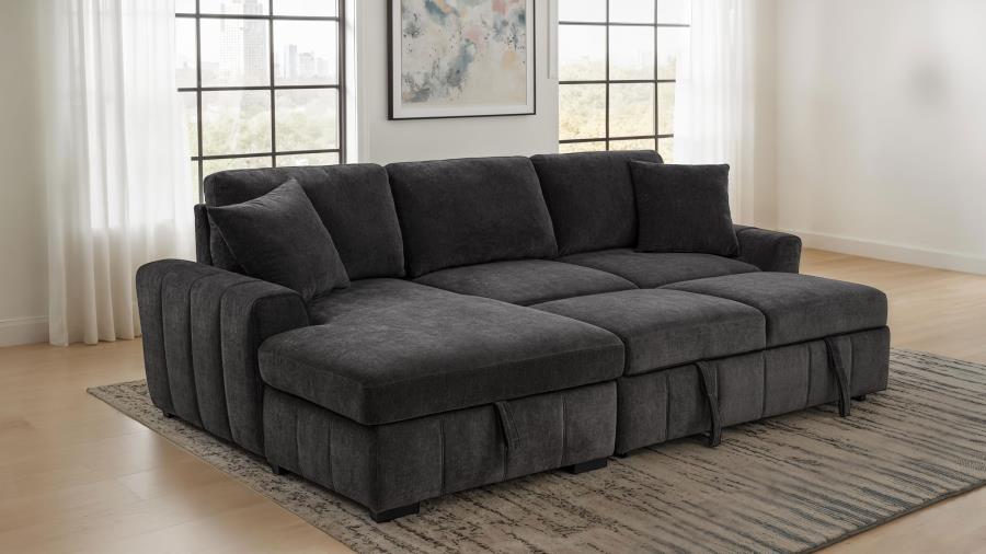 Pastrana - LAF Chaise With 1 Piece Pillow, Box 2 of 2 - Charcoal Gray