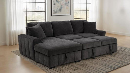 Pastrana - LAF Chaise With 1 Piece Pillow, Box 2 of 2 - Charcoal Gray