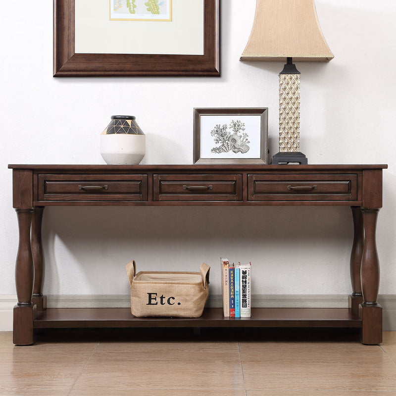 Console Table With 3 Drawers And 1 Bottom Shelf For Entryway - Espresso
