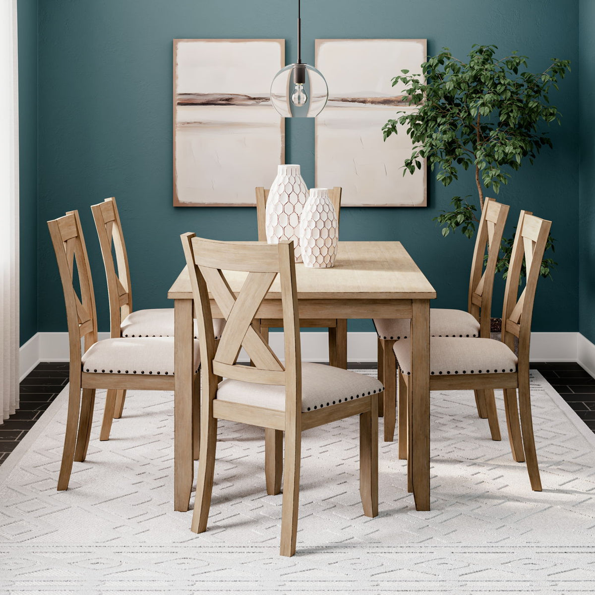 Sanbriar - RECT DRM Table Set (Set of 7) - Light Brown