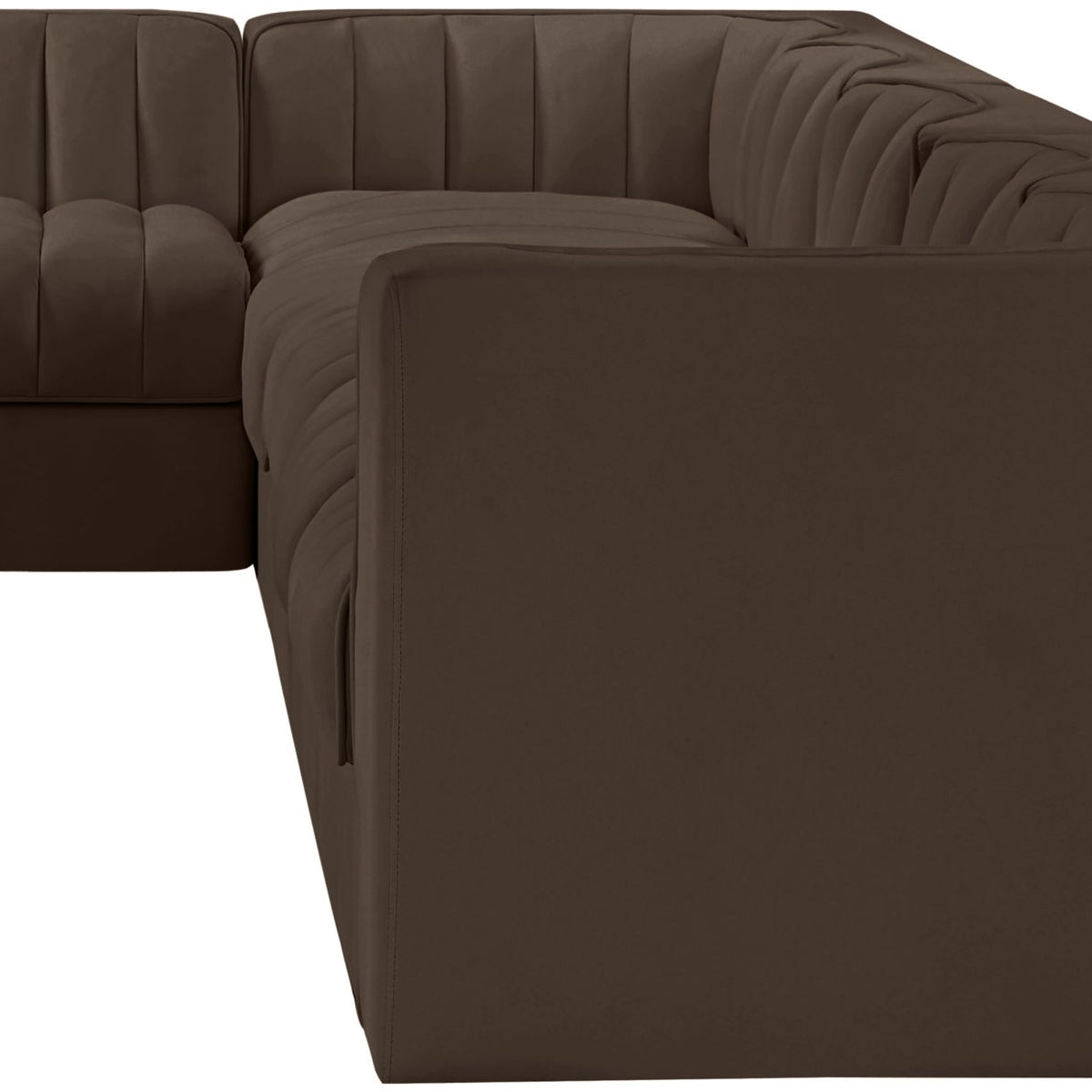 Rummi - Velvet Performance Fabric Upholstered 6 Piece Modular Sectional, L-Shaped (Right)