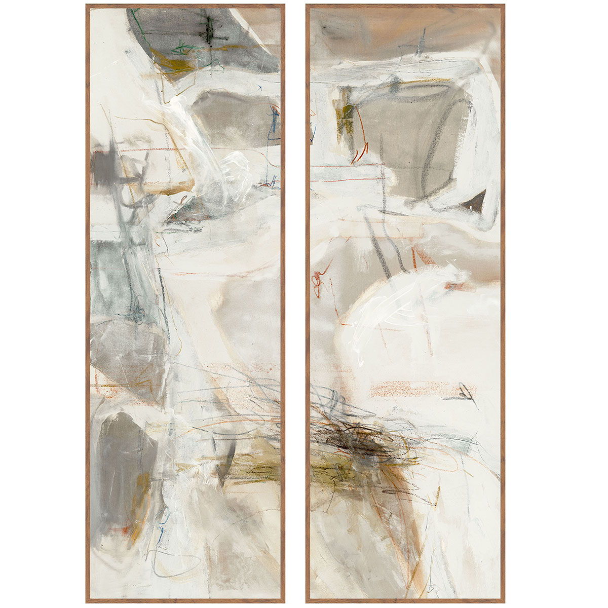 Chalk - 40" x 60" Painting By Buddy Whitlock (Set of 2) - Walnut