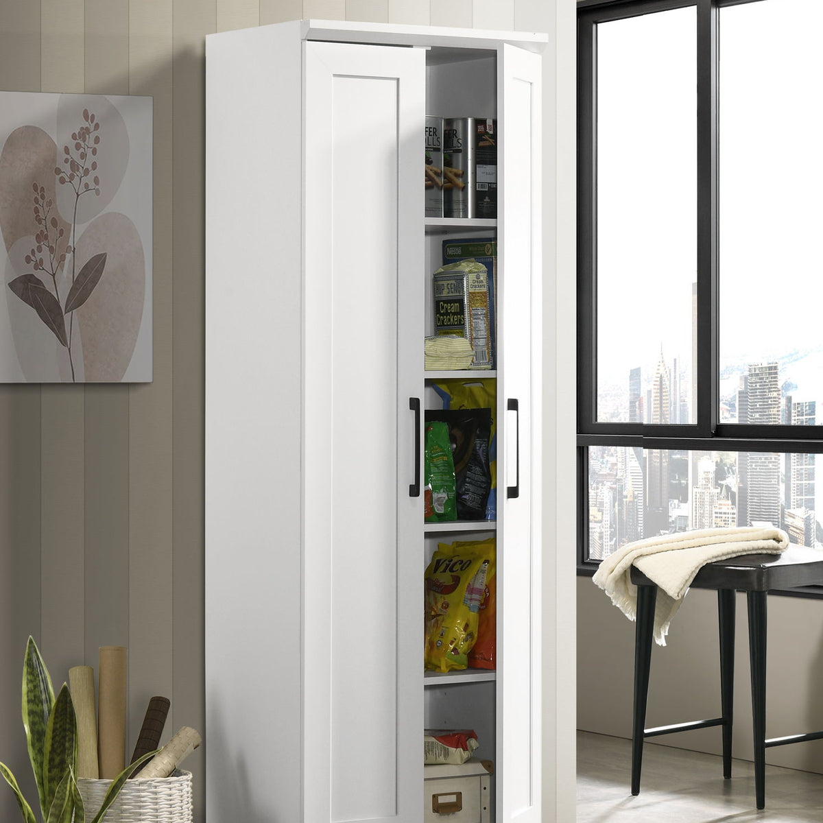 Evelyn - Sleek Storage Cabinet With Framed Panel Design - White