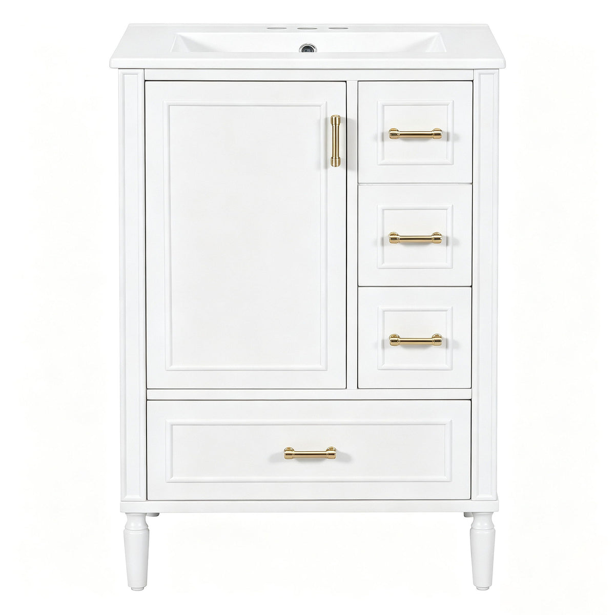 Modern Bathroom Vanity With Sink, Soft Close Doors, 3 Drawers