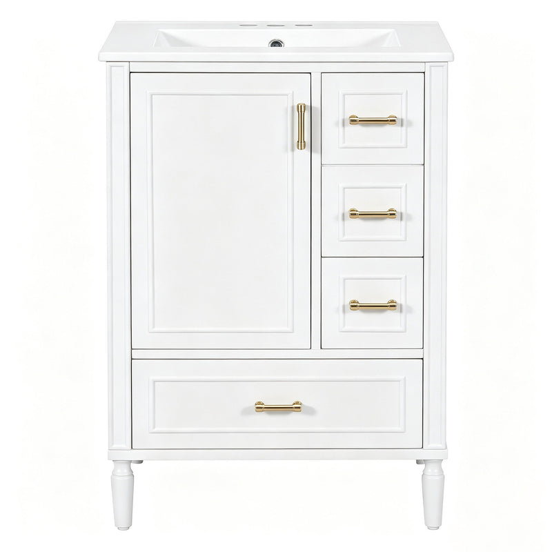 Modern Bathroom Vanity With Sink, Soft Close Doors, 3 Drawers
