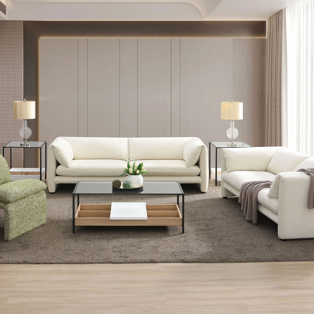 Jaeda - 3 Piece Living Room Set With Elegant Accent Chair