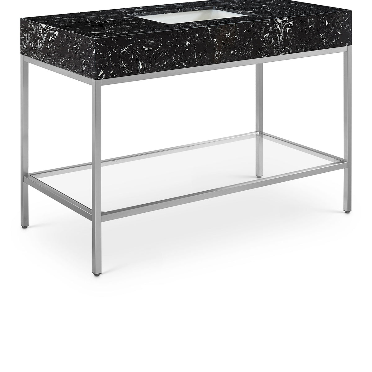 Marmo - Engineered Marble Bathroom Vanity With Chrome Base