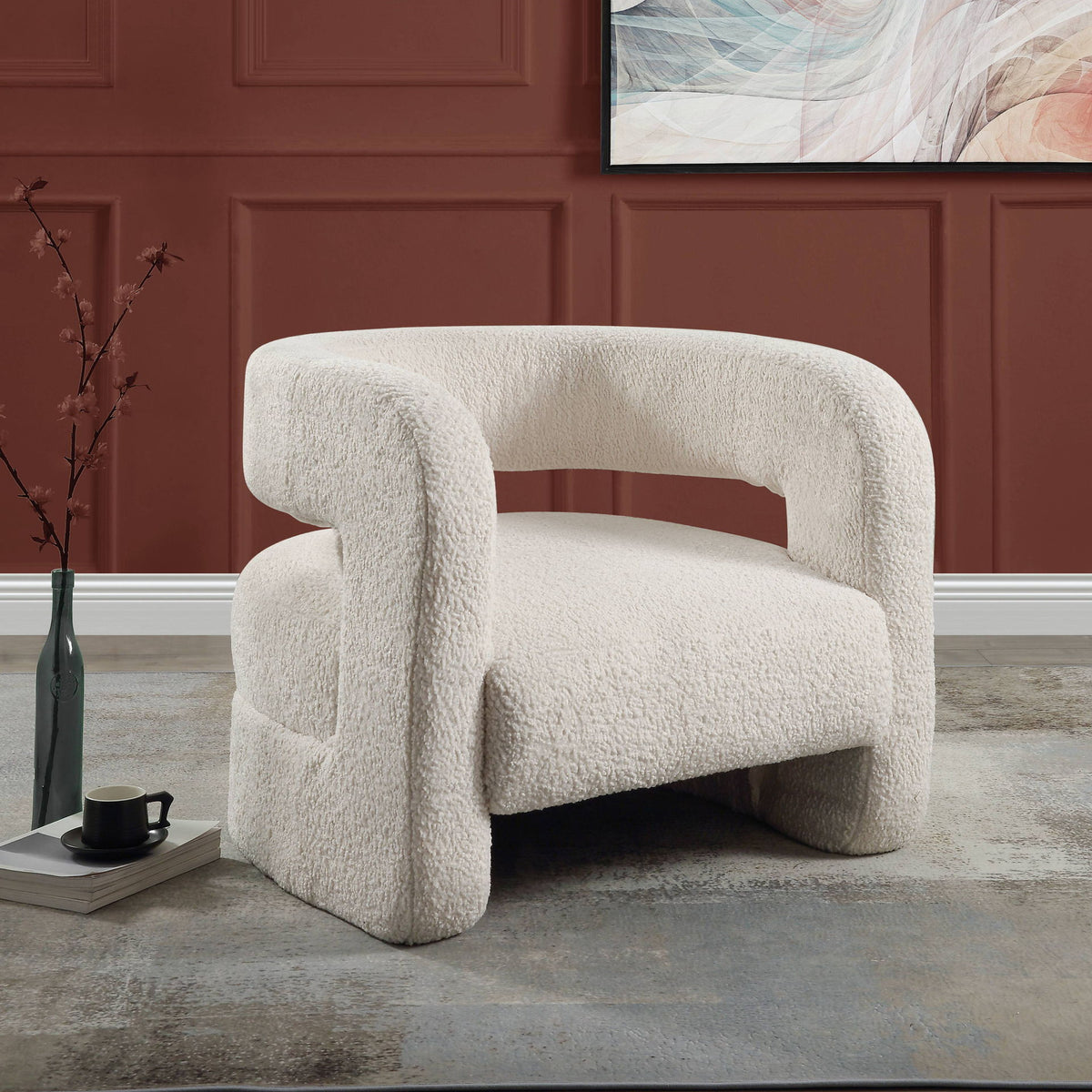 Yitua - Teddy Sherpa Accent Chair - White