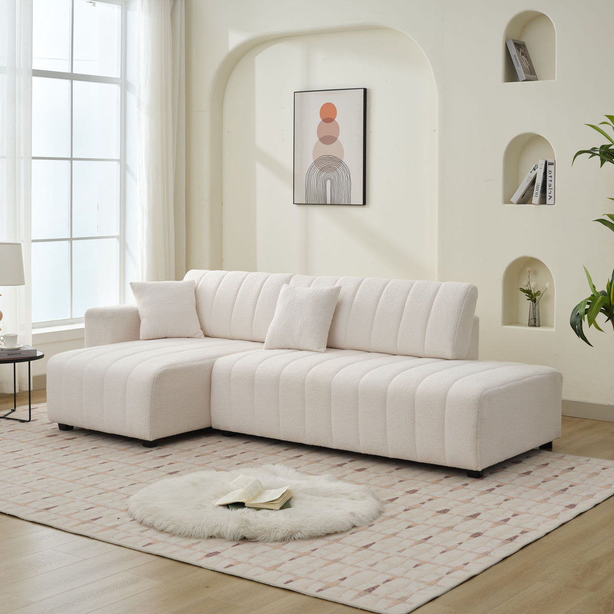 Jessica - Lamb Wool Sectional Sofa With Chaise, Versatile Configuration