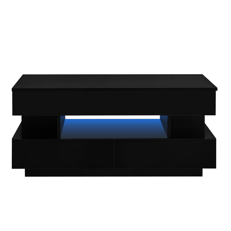 Lift-Top Coffee Table 2-Drawer with Hidden Storage Black
