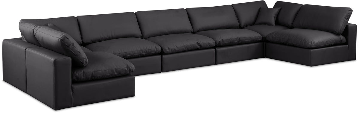 Comfy - 7 Piece Faux Leather Modular Armless Sectional