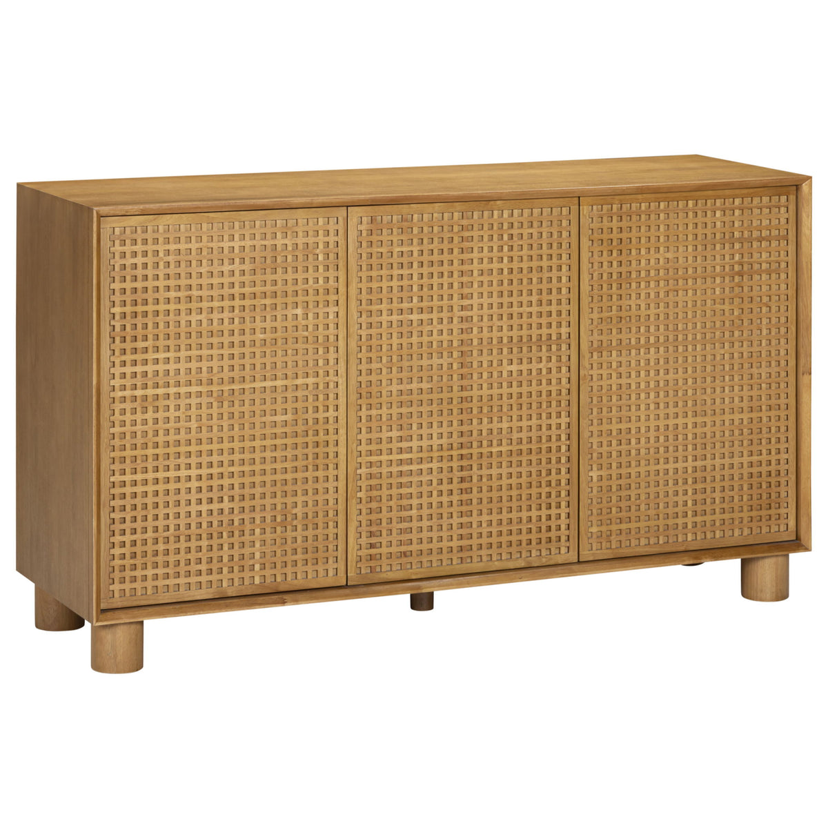 Natural 3-door sideboard with woven rattan doors and wood frame