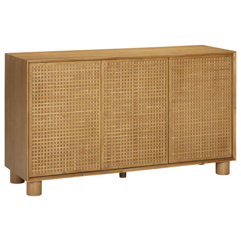 Natural 3-door sideboard with woven rattan doors and wood frame