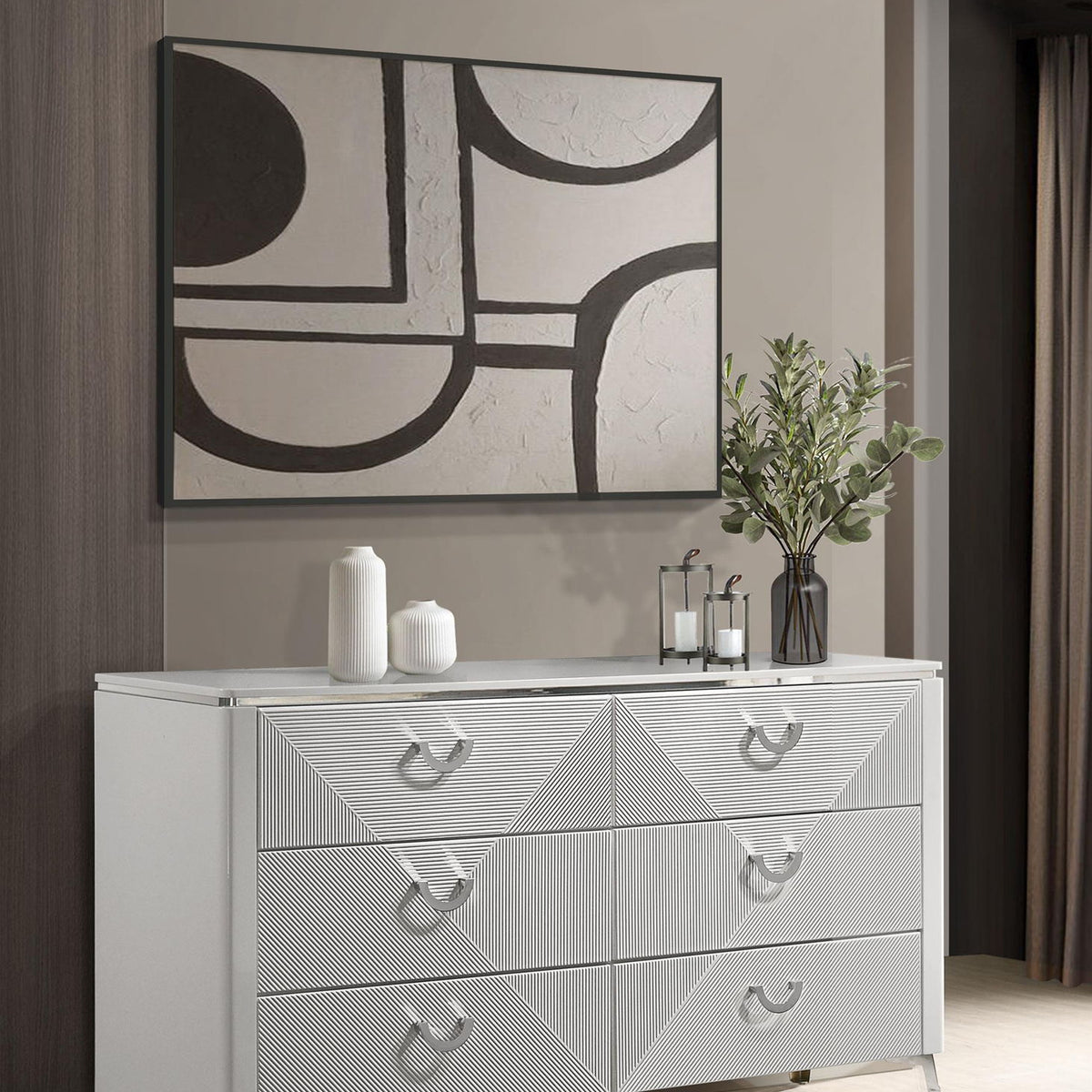 Cassia 6-drawer Bedroom Dresser Cabinet White High Gloss