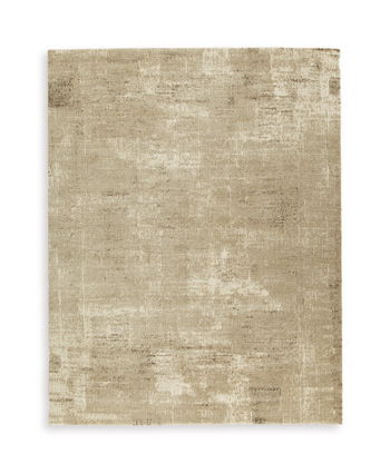 Jaspen beige rug with faded abstract pattern and flat woven look, straight borders