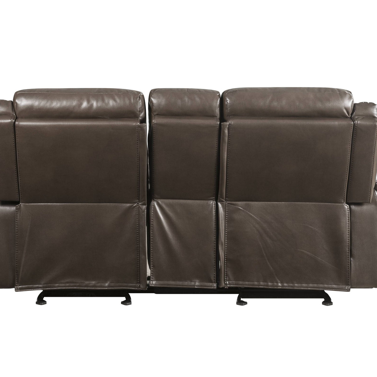 Lydia - Leather Aire Motion Loveseat With USB Console - Brown