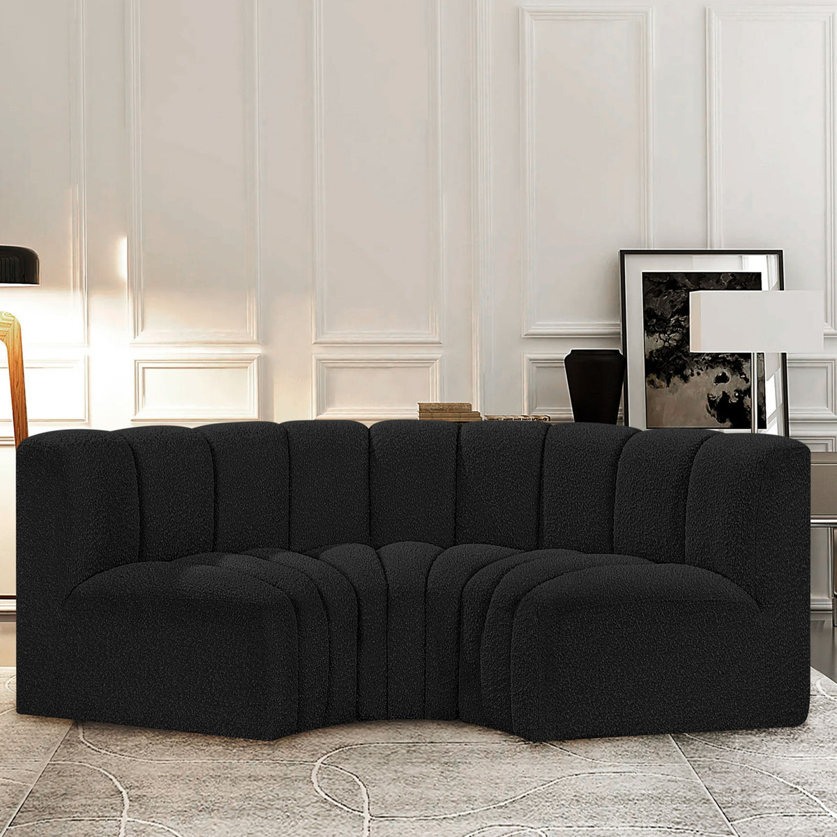 Arc - Boucle Fabric 3 Piece Modular U-Shaped Sofa
