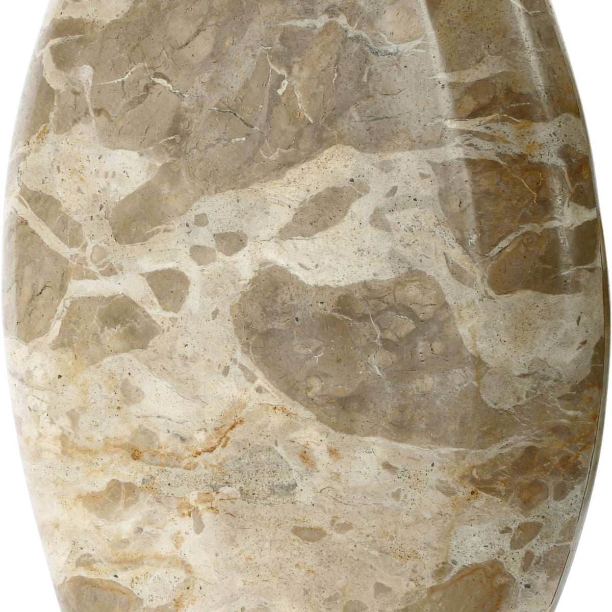 Light brown marble vase with textured surface and tapered sides