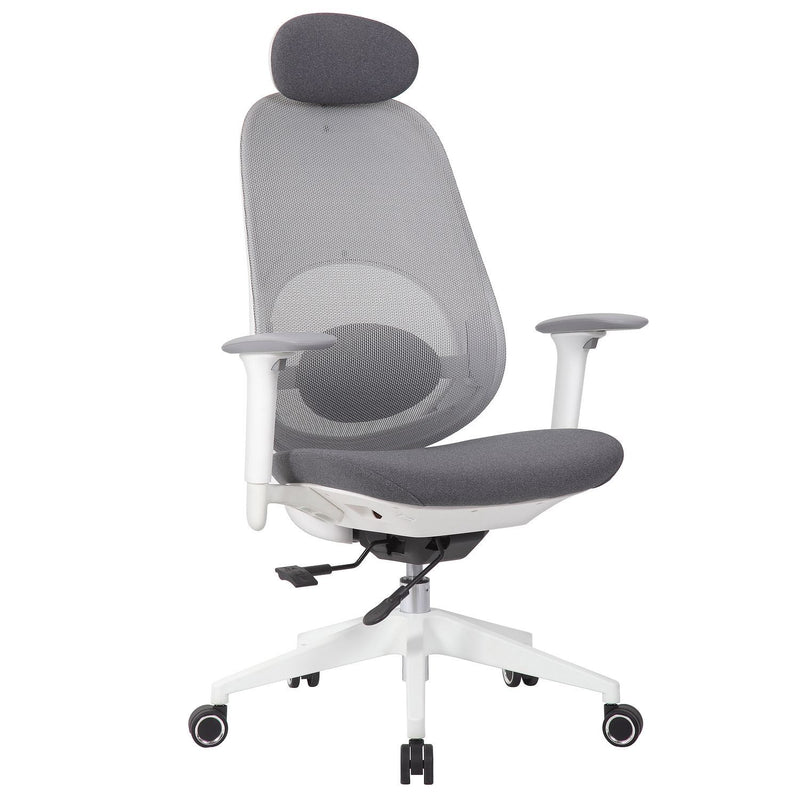 Office High Back Swivel Desk Chair With Height Adjustable Backrest, 3 Tilt Lock & Rotatable Headrest - Milk White